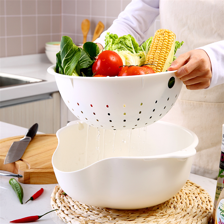 Jumbo большой пластиковый двойной фруктовые овощные дуршлаг для кухни