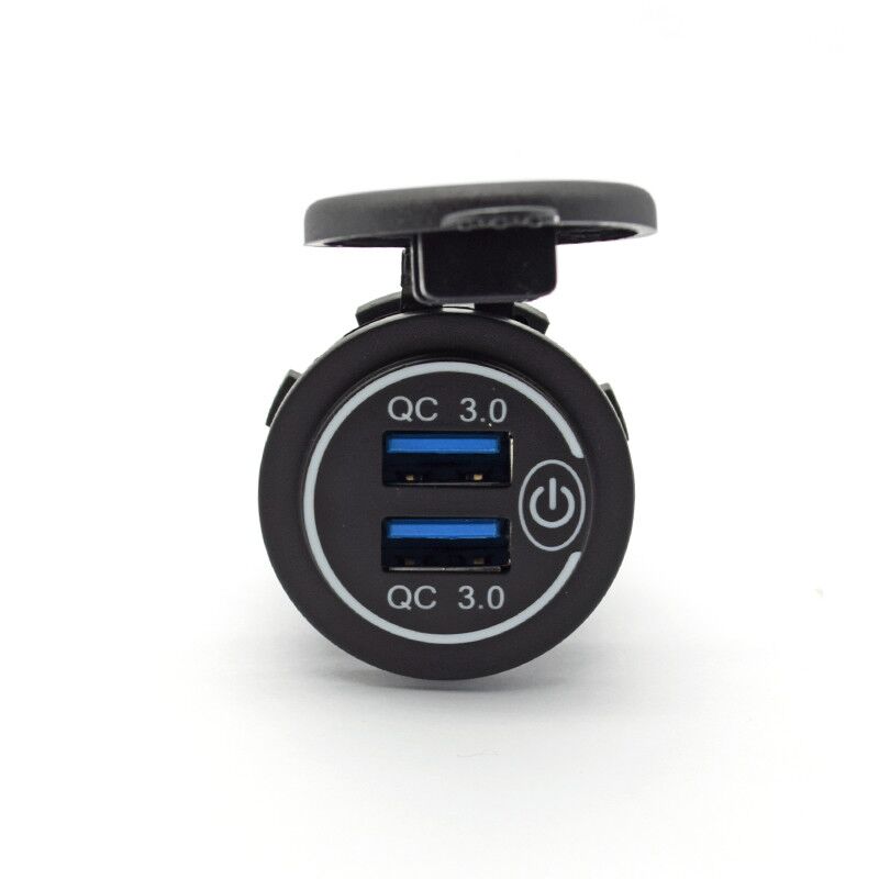 Dual USB Charger Socket On Off Touch Switch 12V LED Voltmeter Push Button Switch For Boat / Rv / Car / Motor-home