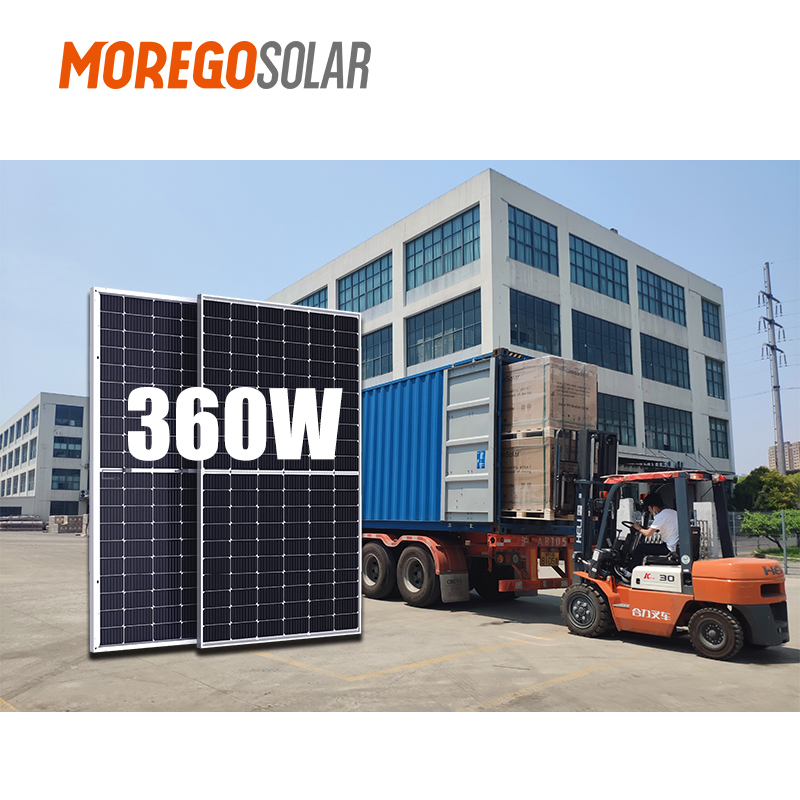 Moregosolar PERC половина сотовый двусторонние панели солнечных батарей 360W 365W 370W 375W 380W 144 ячейки высокого напряжения из монокристаллического кремния с самым лучшим обслуживанием