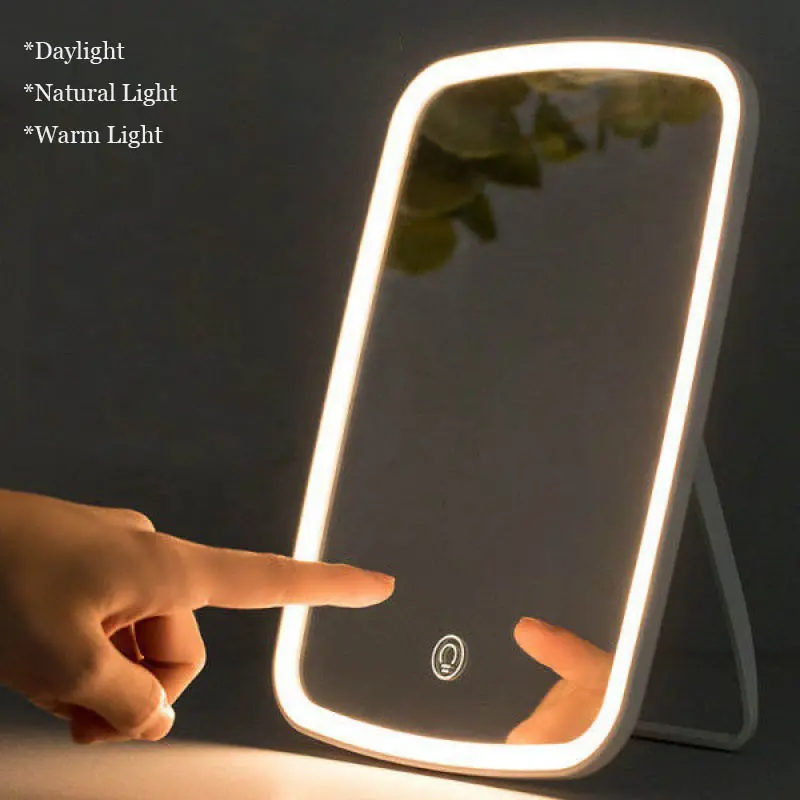 Makeup Mirror with 36 LED Lights in 3 Colors Touch Screen Adjustable Brightness USB Charging Ultra-Thin Lighted Makeup Mirror