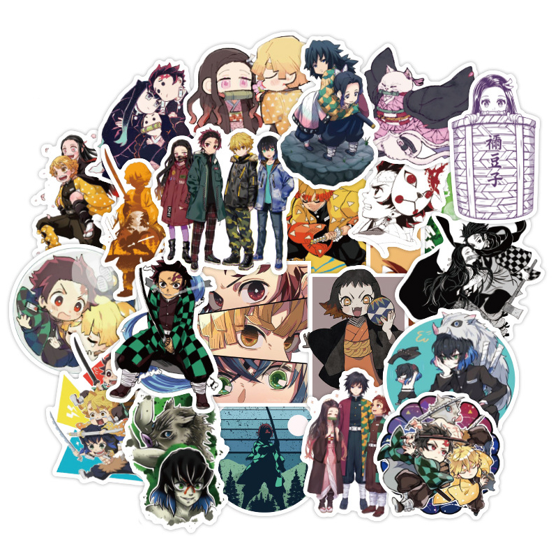 100 шт./пакет аниме рассекающий демонов наклейки Kimetsu no Yaiba водонепроницаемые виниловые наклейки для ноутбука