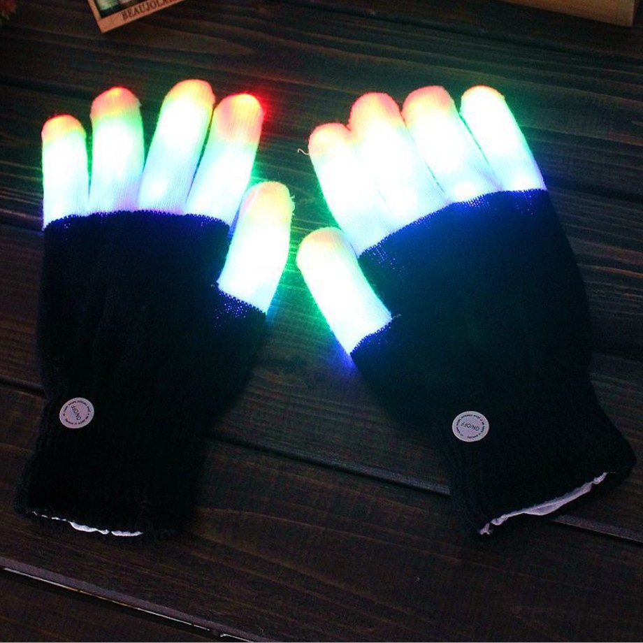 Для взрослых и детей размеры LED мигающих режимов перчатки для ночного клуба рейв на день рождения электронной танцевальной диско и дабстеп Party костюмы для косплея