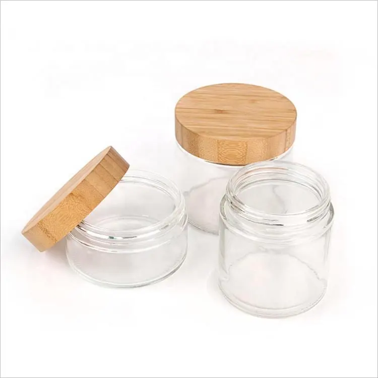 Wholesale 1oz 2oz 3oz 4oz child proof bamboo lid with glass jar/container with childproof lid
