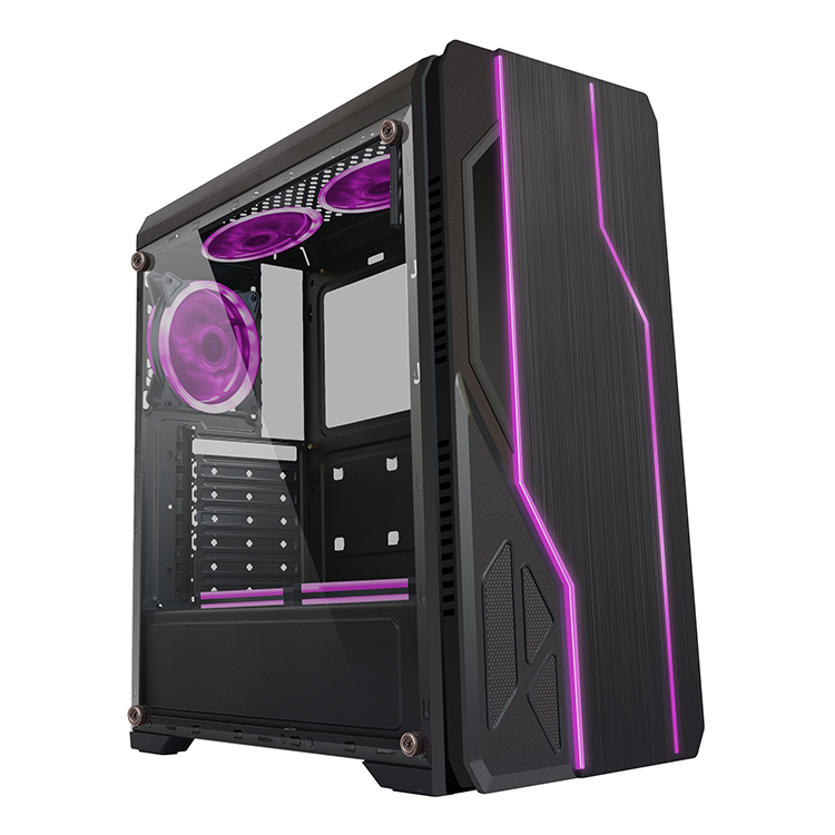 A58 2021 завод Новый Дизайн ATX Средняя башня два RGB полосы света Передняя панель pc корпус компьютерный корпус