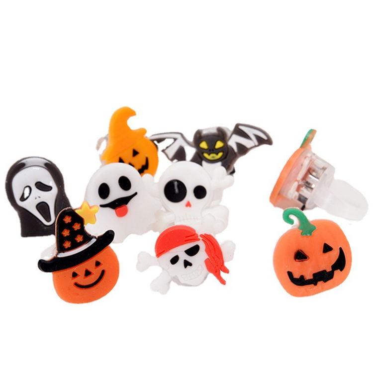 Flashing rings halloween gifts finger light glowing toy pumpkin for children ring