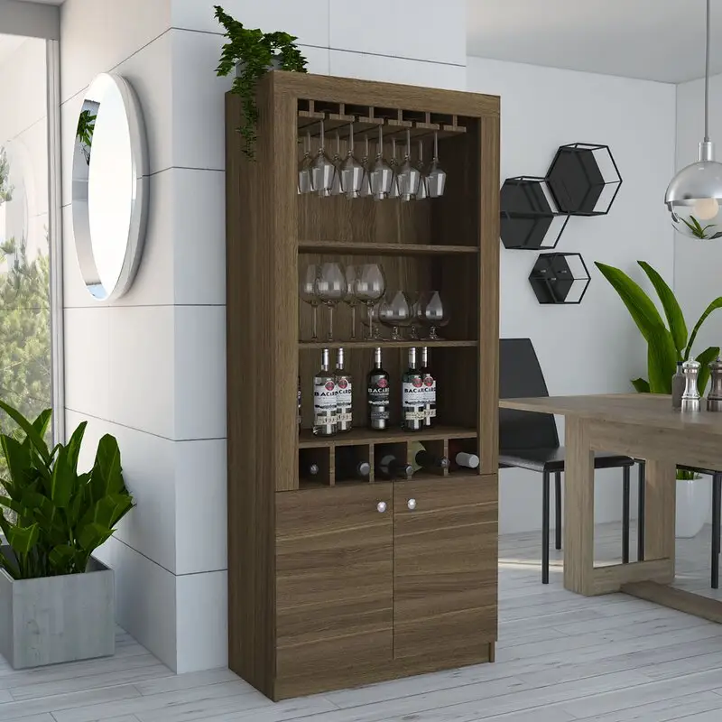 Bar Cabinets Kitchen Home Wood With Rack Storage Glass Liquor Wall Wooden Led Industrial Cabinet