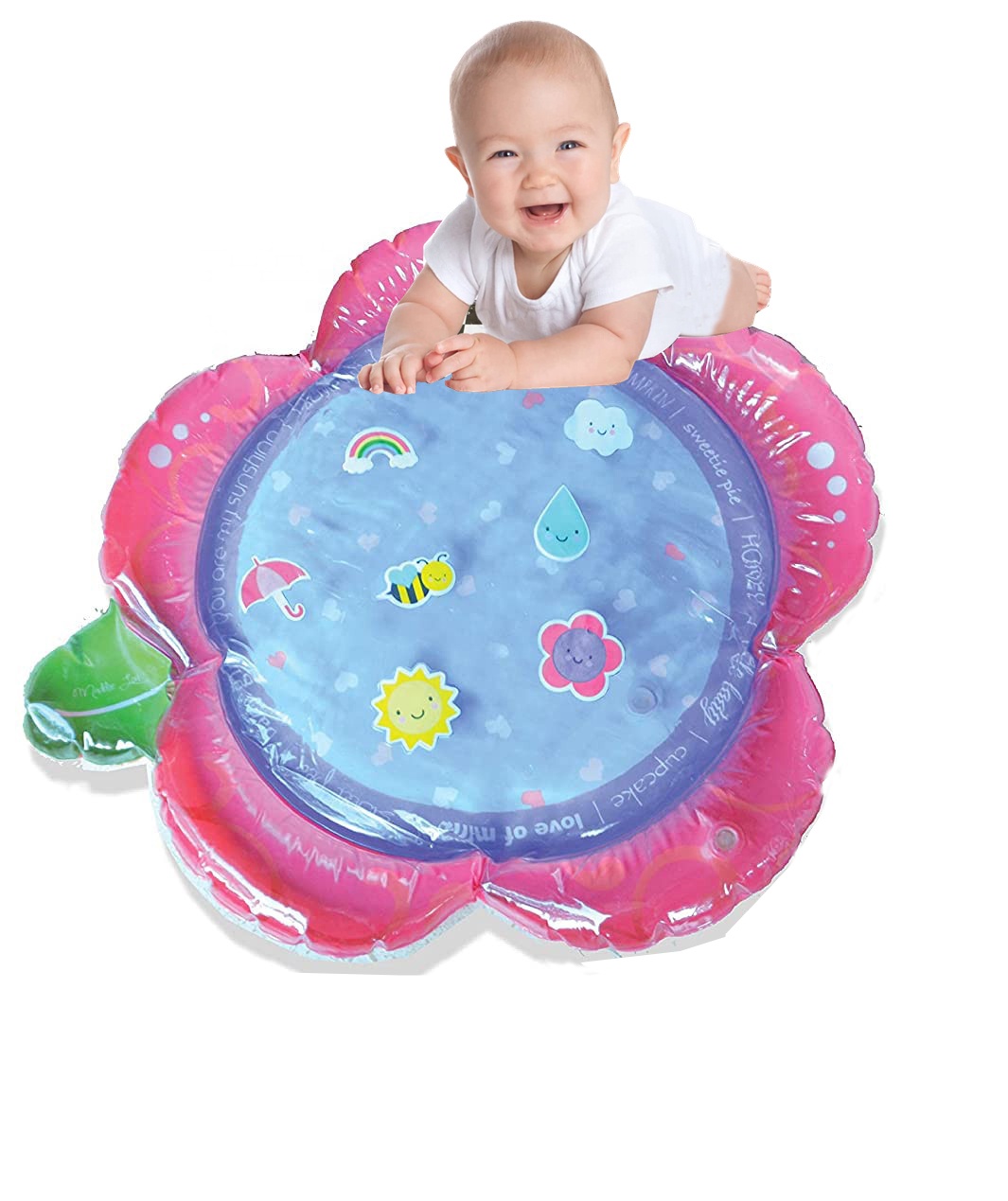 2022 New Design Infant Water Mat Kids Water Plat Pad Pink Petal Inflatable Baby Water Play Mat