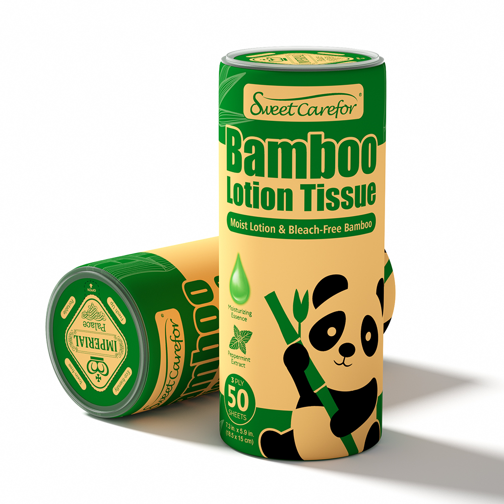 Sweet Care For Bamboo Car Tissues 3-Ply Unbleached Refillable FSC-Certified Eco-Friendly On-The-Go Facial Paper