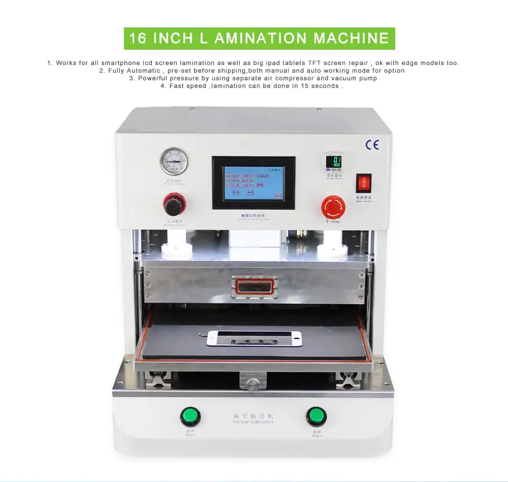 LCD Screen Automatic Lamination Equipment for iPad Tablets Big OCA Vacuum Laminating Machine