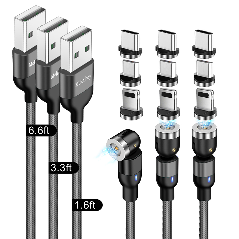 Хорошее качество магнитный кабель 540 градусов зарядный USB кабель для передачи данных кабель совместим с 3 советы C ,Micro USB, i-продукт мобильных телефонов