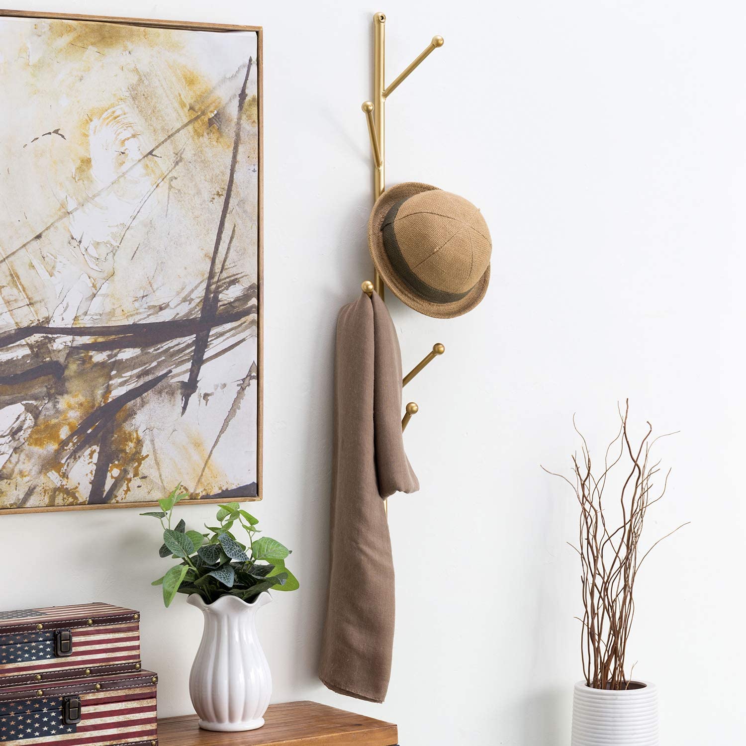Ins creative nordic wall coat racksimple style Rustic Brown stainless door Finish Wall Mounted rose gold custom Coat Rack