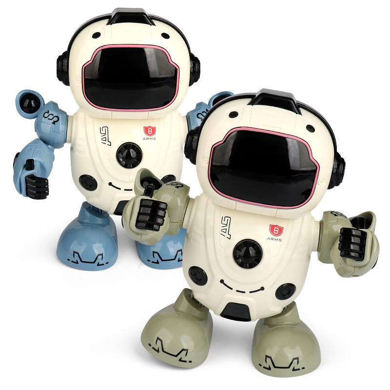 Electric dazzle dance space robot walking left and right swaying up and down music lights dancing robot toys