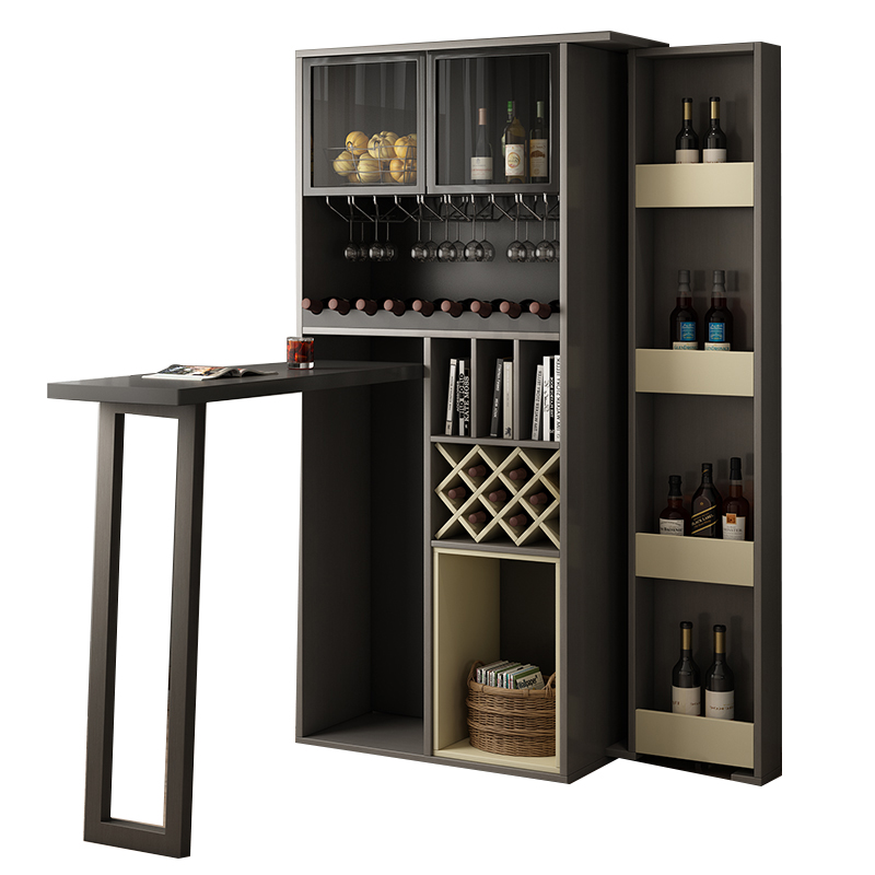Modern minimalist Nordic multi-functional telescopic bar creative glass door living room wine cabinet