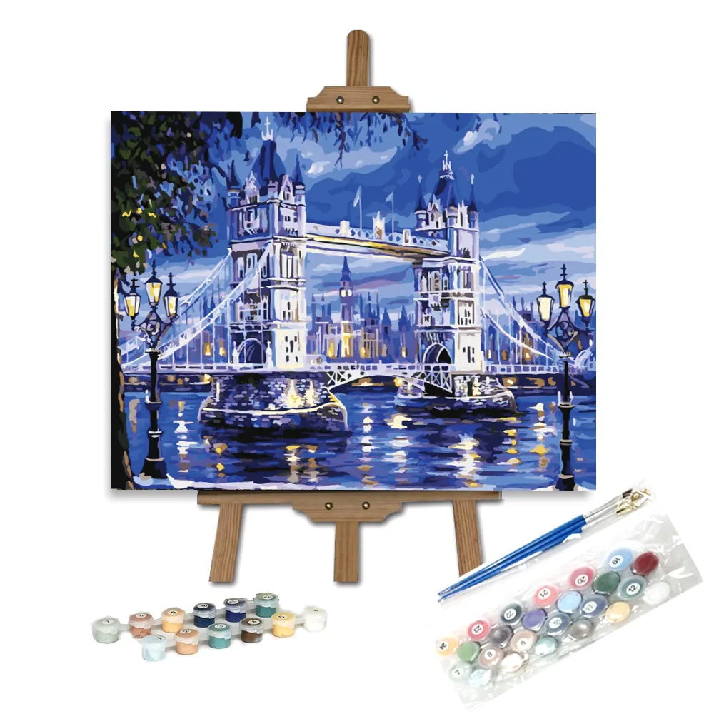 16x20 inch London Bridge Hand-painted colorful paint by numbers DIY Fun Drawing with Frame