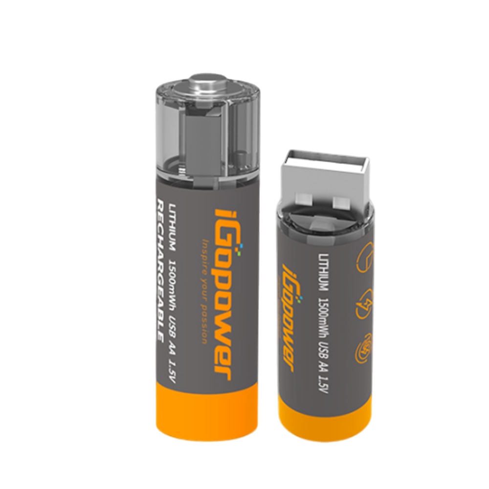 Перезаряжаемая Usb батарея AA 5 в 1000 мАч, ионная батарея, 2 упаковки, литиевые батареи