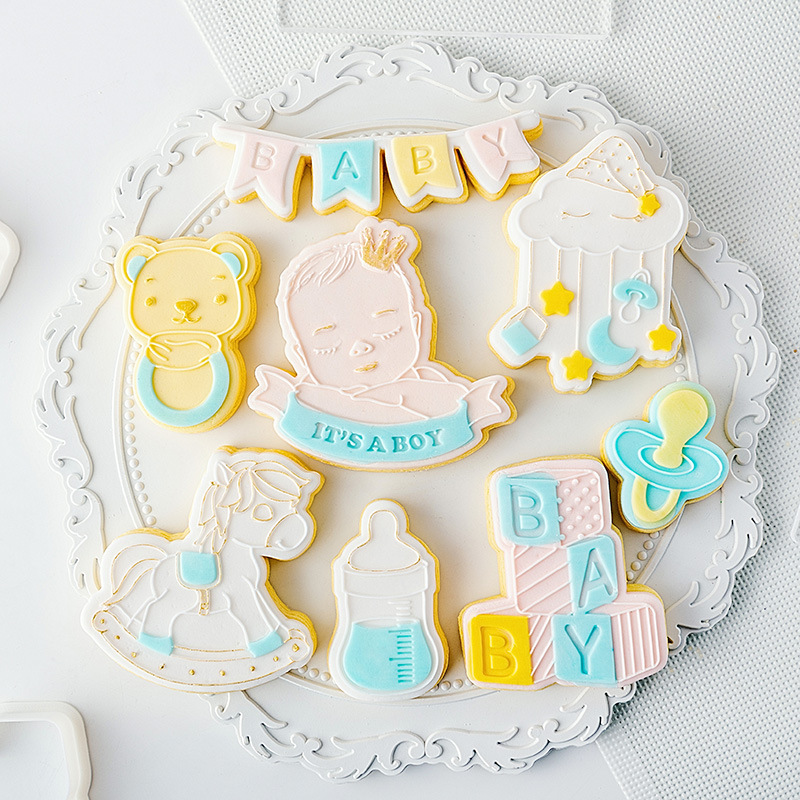 Saffron Baby shower fondant embosser cookie cutter acrylic stamp plastic cutters for embossing cookies