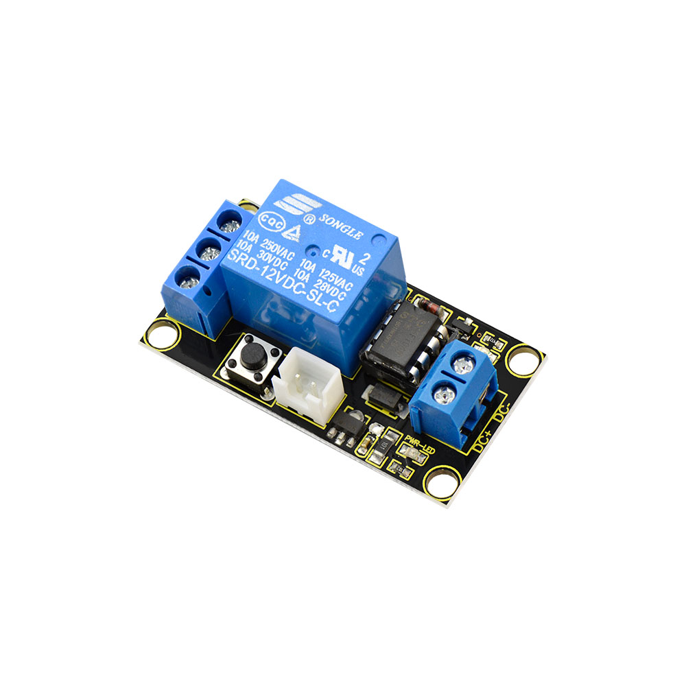 Управляемый кнопкой одноканальный релейный модуль Keyestudio 12 В для Arduino (черный и экологически чистый)