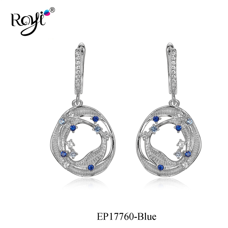 Women Quality White Gold Plated Bling Colorful Cubic Zirconia Flower Earring Silver 925