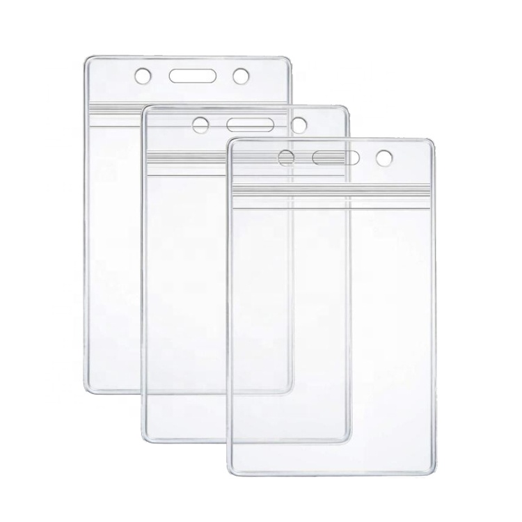 Heavy Duty Plastic Cover Sleeve Pouch Waterproof Resealable Zip Name Tag PVC Badge Clear id Card Holder