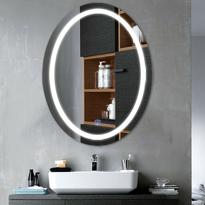 Oval shape salon mirror with led lights for barber shop