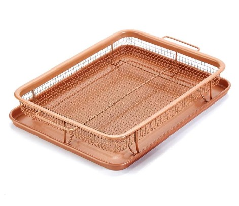 Multi-Purpose Non Stick Copper Crisper Baking frying Tray & Basket