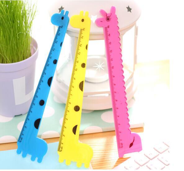 Cartoon giraffe ruler set student school supplies children plastic ruler creative stationery