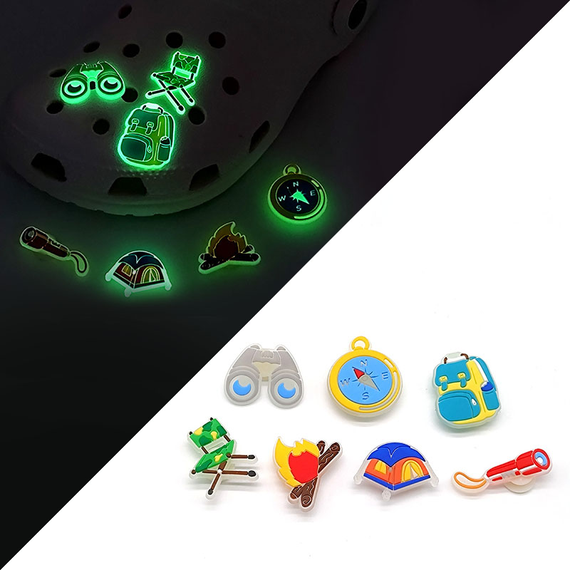 Люминесцентные Подвески croc для кемпинга 2D, мягкие флуоресцентные аксессуары для обуви, украшения, светящиеся в темноте обувные подвески, пряжки