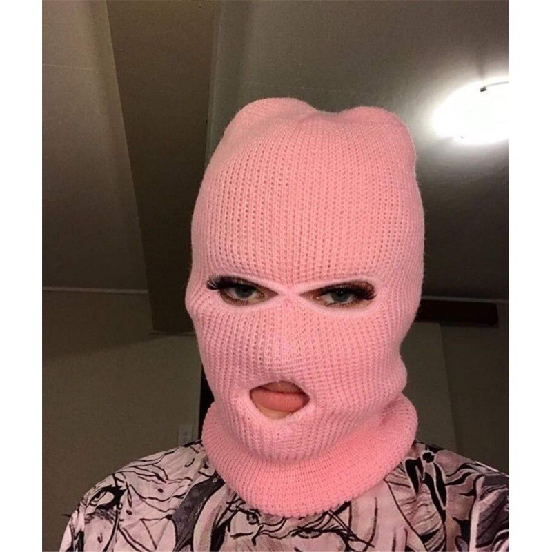 Custom Logo Designed Full Face Windproof Cover 3 Hole Colourful Wool Knitted Ski Balaclava