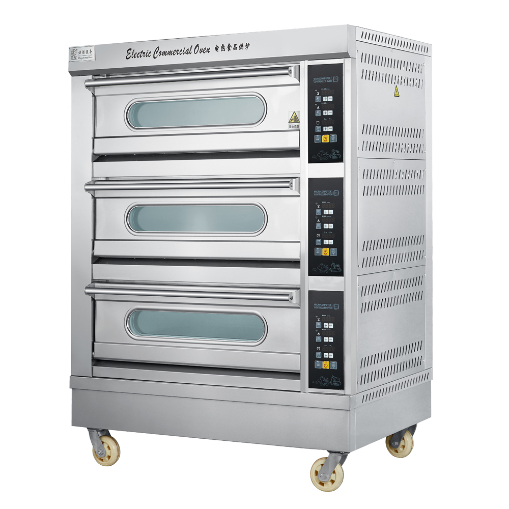 Ronghuang commercial oven equipment stainless steel computer control 3-deck 6 tray electric bread pizza oven