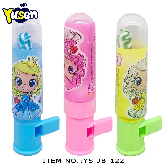 Surprise Beautiful Girl Toy Candy Lollipop Funny Colorful Whistle Lipstick Shape Hard Lollipop Candy