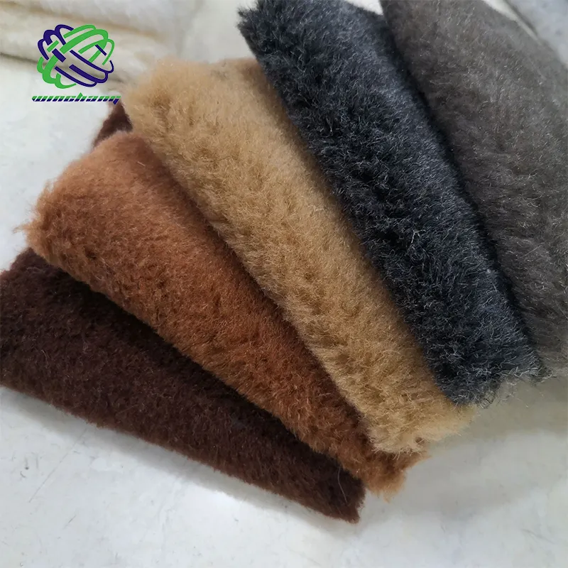 Faux fur manufacturer classical lamb wool sheep shearlings pile faux fur fabric for shoes