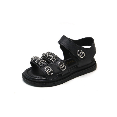 2021 Children's Sandal Summer New Korean Version CC Metal Chain Beach Shoes Girls Sandal
