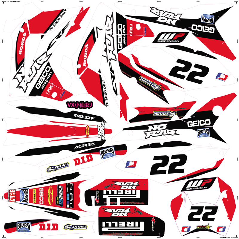 Hot sale customized 3M glue car motorcycle accessories decorative body sticker sheet set for many models