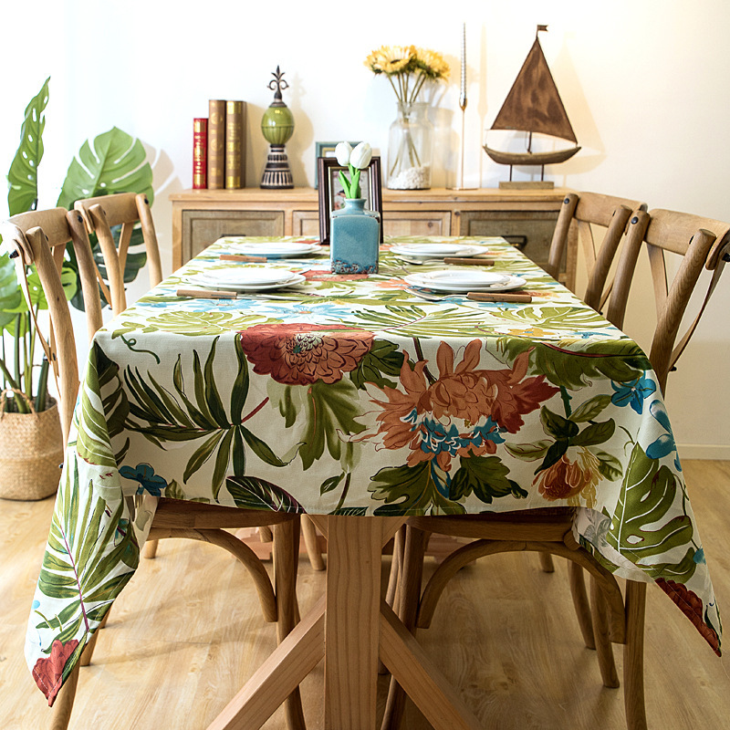 2025 factory direct sale fashionable Versatile multi-functional Washable luxury custom printed cotton linen table cloth home use