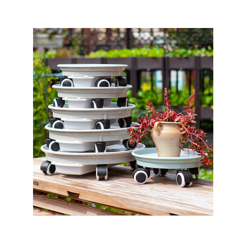 round plant holder with water container home garden rolling dolly durable plastic flower pot tray with wheel