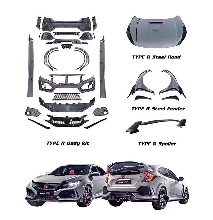 Аксессуары Honda Civic, автомобильные бамперы, комплекты кузовов для Honda Civic FK7 2016-2020, обновленные КОМПЛЕКТЫ КУЗОВОВ Honda Civic FK8 типа R
