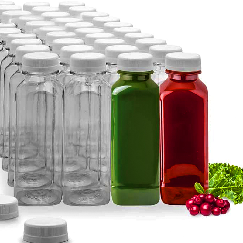 Hot Selling Eco-Friendly 250ml Square Logo Customized Transparent Pet Juice Plastic Drink Bottle With Tamper Proof Cap