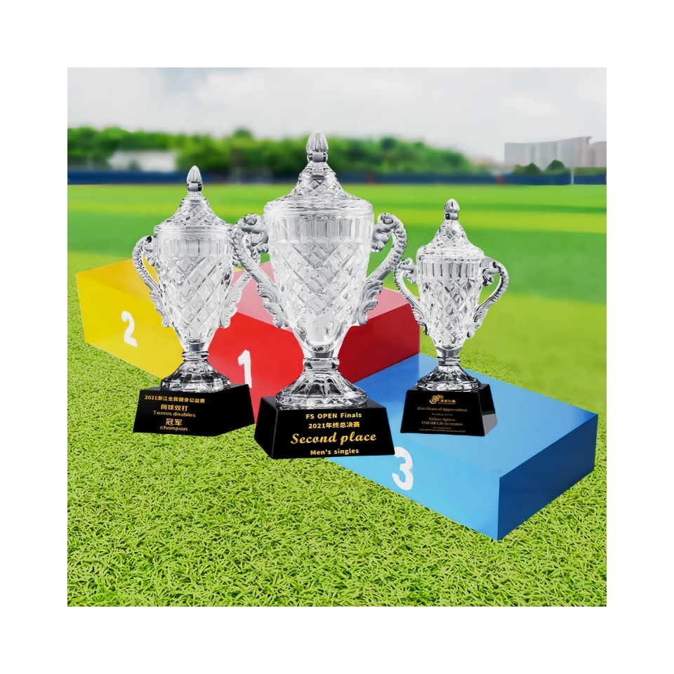 Wholesale Crystal Trophy Award Glass Shields /award trophies and crystal glass medals/k9 Crystal Cup Award Trophy