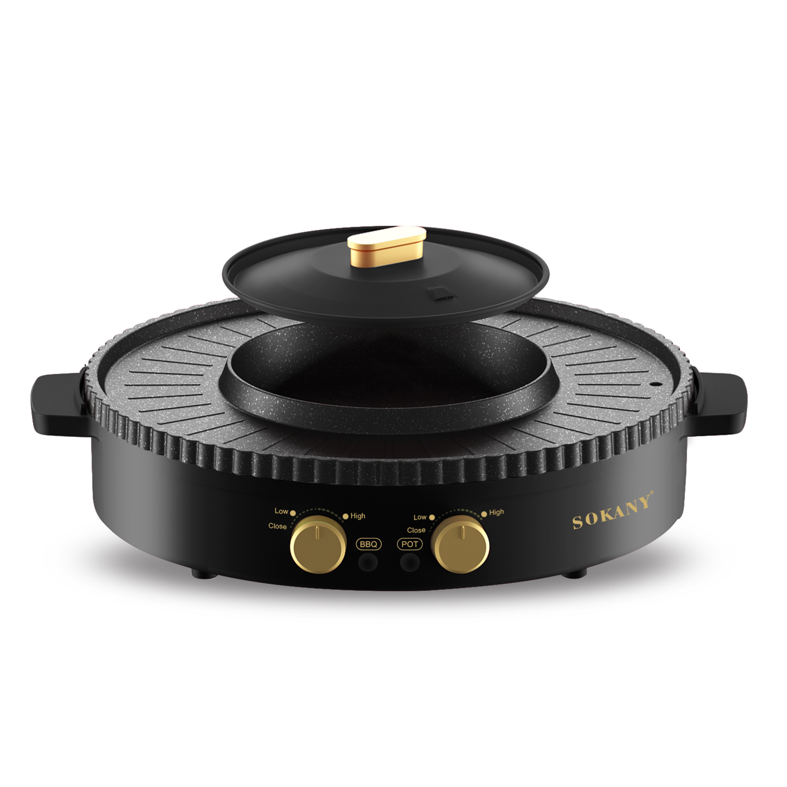 Electric hot pot two-in-one  barbecue plate home hotel cooking
