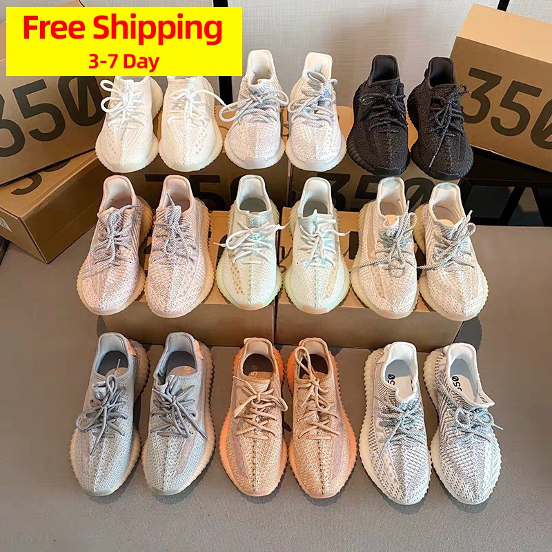 Free Shipping Reflective original yeezy 350 v2 White Black Running Sport Yeezy Shoes mens sneakers Chaussure Femme Yeezy