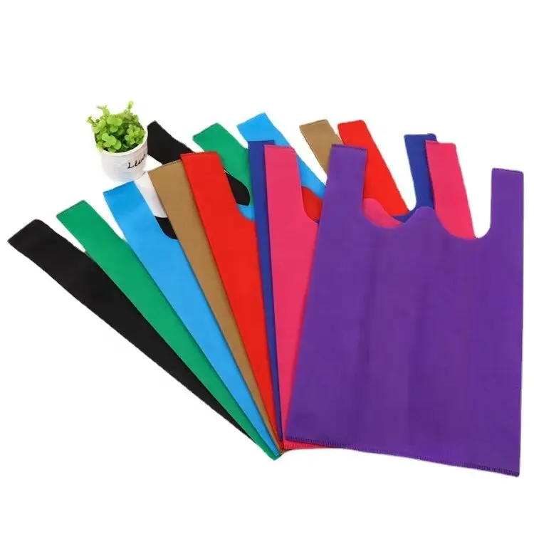 Supermarket shopping takeaway package bag recycle non woven bags w cut non-woven bag