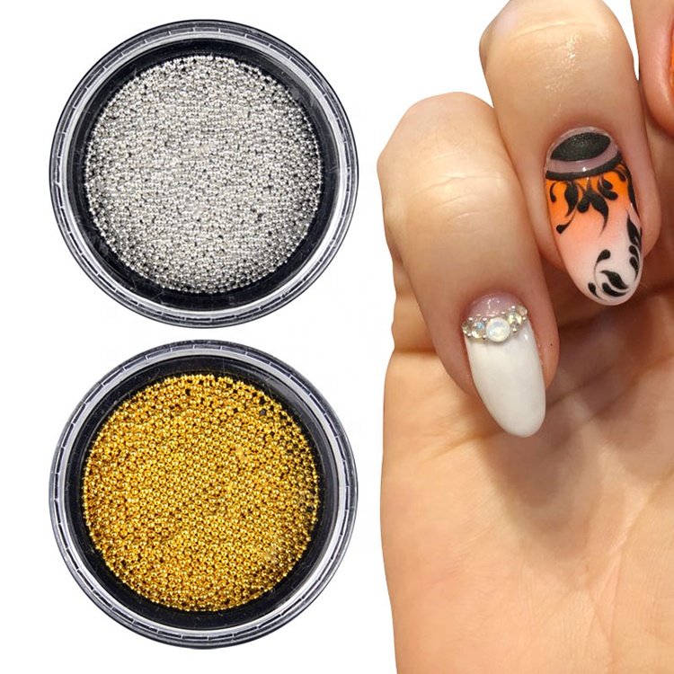 Мини 0,66 мм nail art Бисер из нержавеющей стали, украшение для ногтей, 3D микро шаровая 3 вида цветов для дизайна ногтей бусины золотого и серебряного цвета стальной шарик