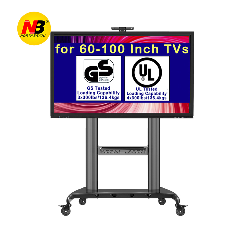 Durable 60 70 80 90 100 Inch TV Cart Flat Panel Screen TV Mount Stand