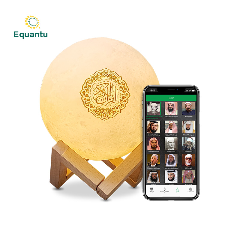 Исламский священный подарок цифровой al quran mp3 плеер led touch moon лампа bluetooth приложение Коран динамик с пультом дистанционного управления