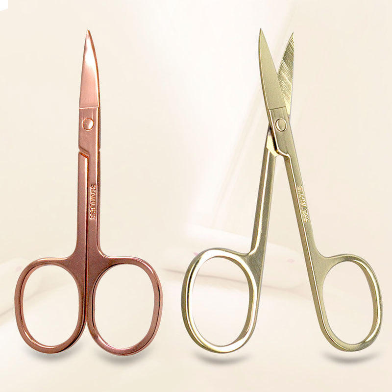 Розовое золото Макияж Инструменты Малый Scissor нержавеющая сталь резка накладные ресницы для ногтей кутикулы обрезки бровей Curve Ножницы