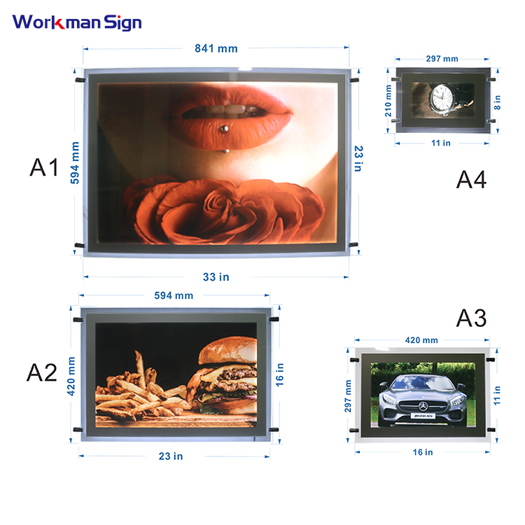 Dropshipping Illuminated Sign Display Hanging A4 Window Poster Advertising Light Box A3 Acrylic Led Picture Photo Frame