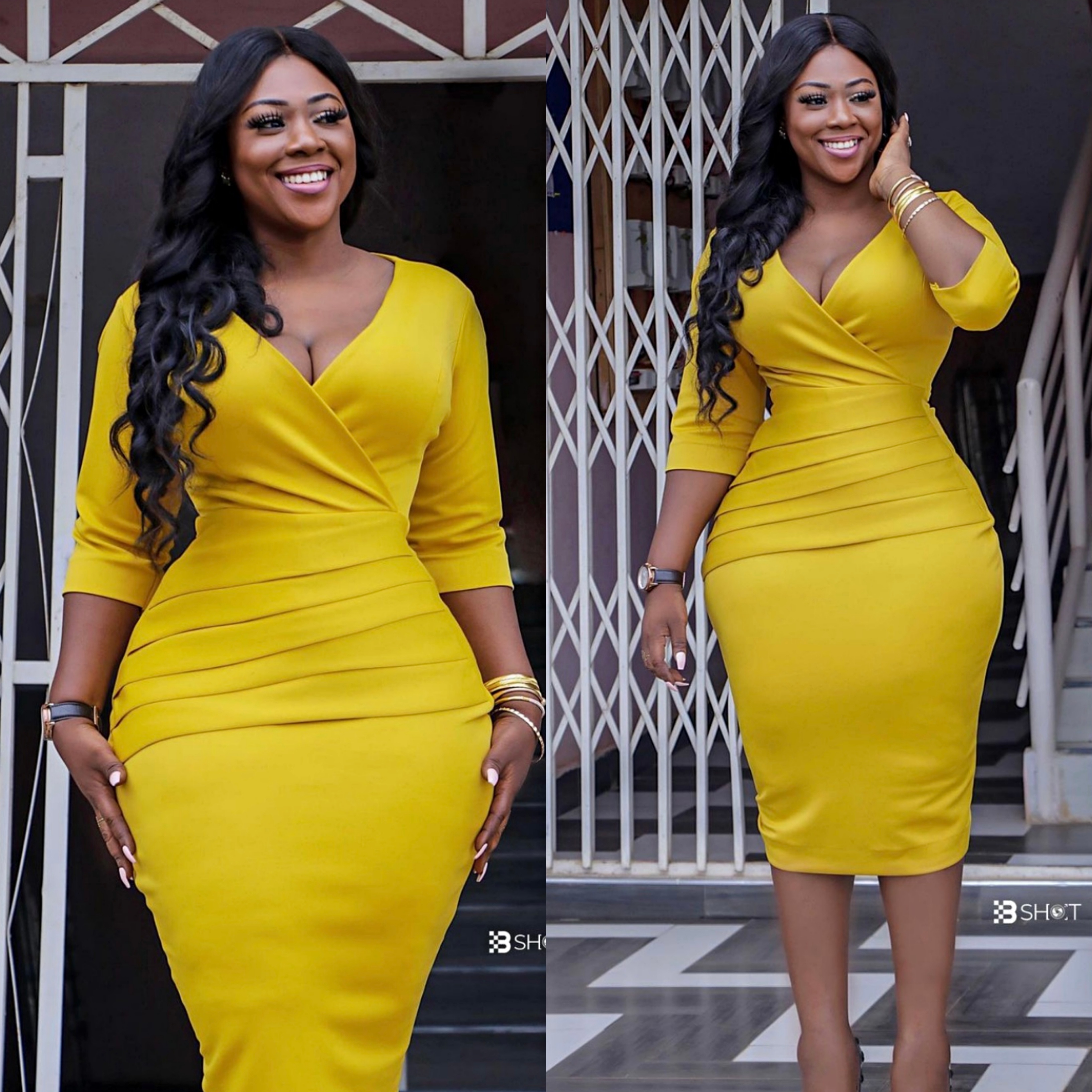 Cyalaa C4083# 2021 Women Dresses Fashion Plus Size Dresssolid Color Sexy Deep V Neck Career Dresses