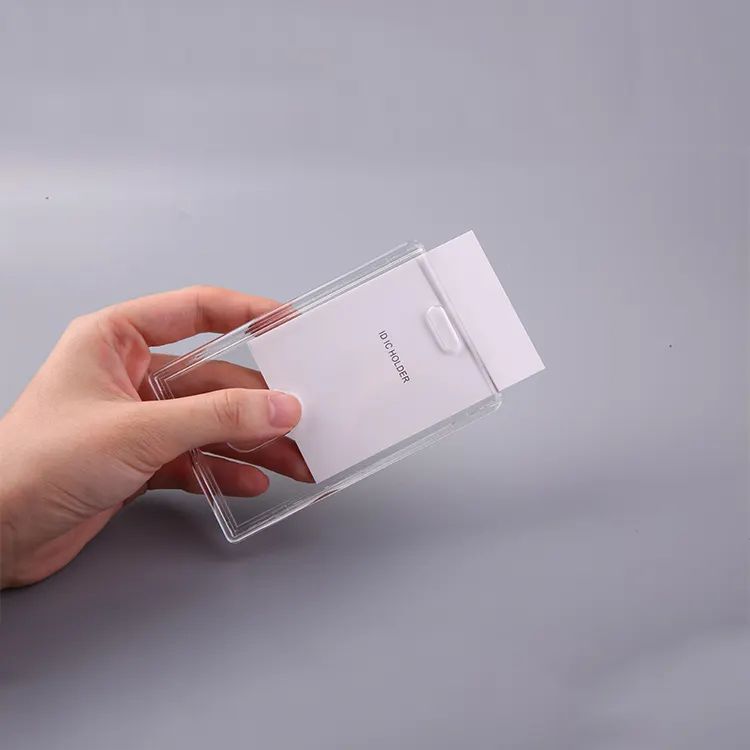 QORI Transparent acrylic business id card holder block table retractable id card holder