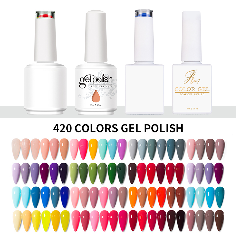 Wholesale 2021 professional 420 colors gel nail polish Easy Soak led polish uv gel 15ml for free sample design private label