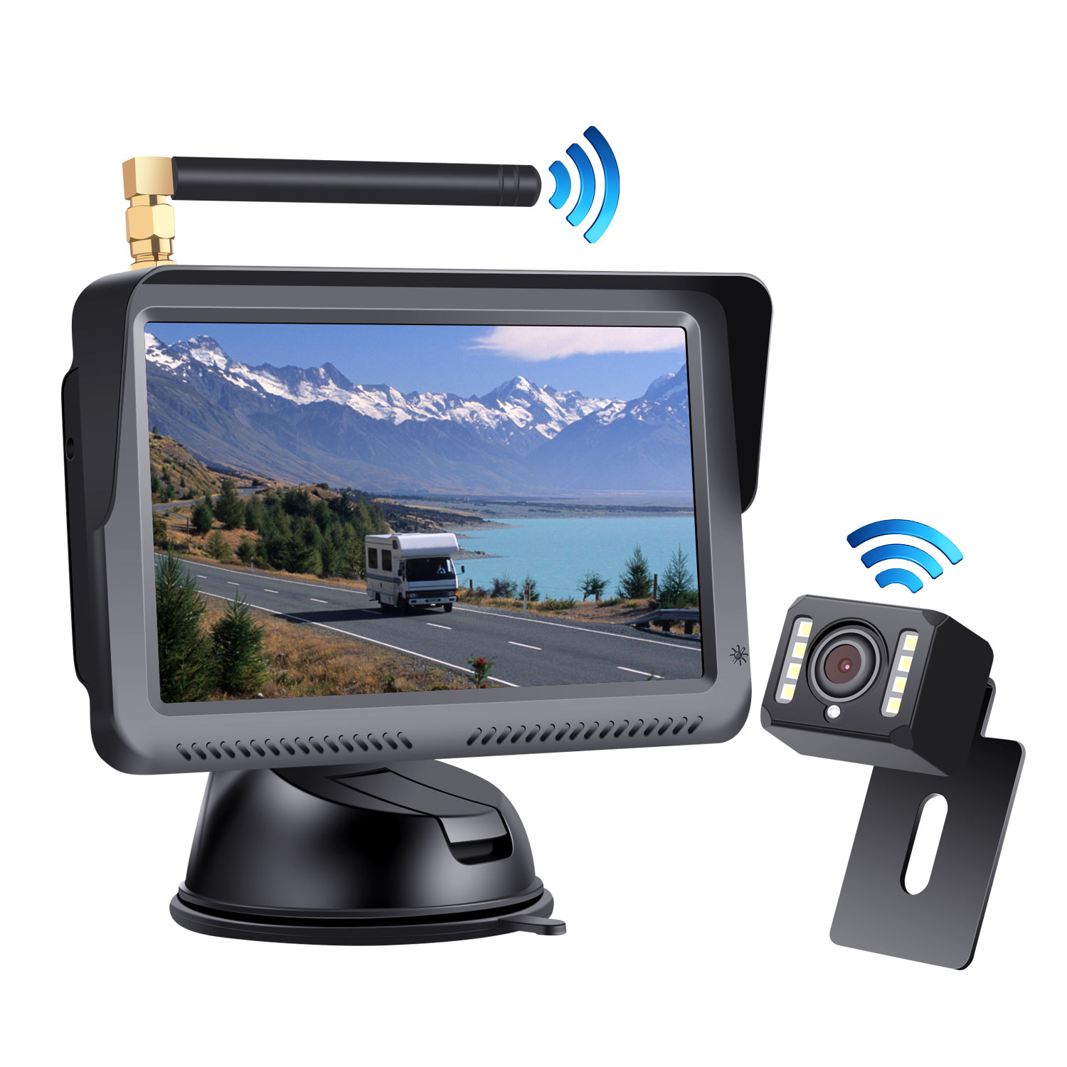 Оптовая продажа дешевые комплект камеры для автомобиля Ip68 водонепроницаемый 5 дюймов Автомобильный ЖК-монитор для контроля уровня сахара в крови с цифровой беспроводной резервного копирования комплект камеры для автомобиля